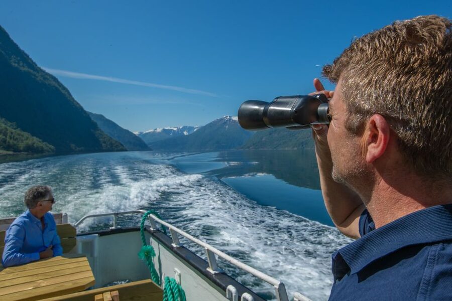 Bergen: Guided Fjord & Glacier Tour to Fjærland - The first ferry across Sognefjord