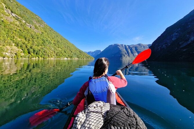 Guided Adventure on Fjord Kayaking in Hellesylt, Norway - From YX Butikk to the fjord