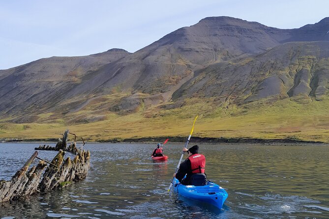 Guided kayak tour in Siglufjörður / Siglufjordur. - Learning the kayak before the fjord route