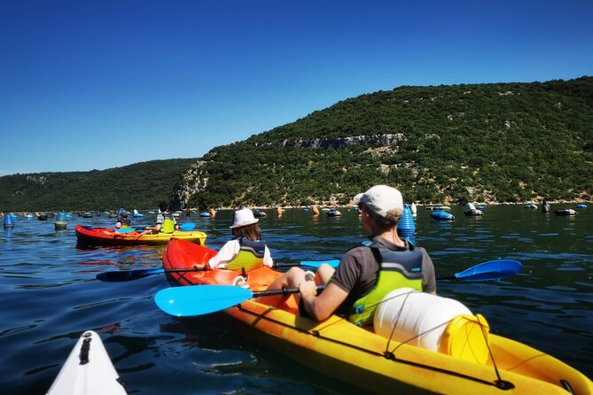 Kayaking Experience in Lim Bay Sea in The Croatian Fjord - The middle-of-the-bay beach stop