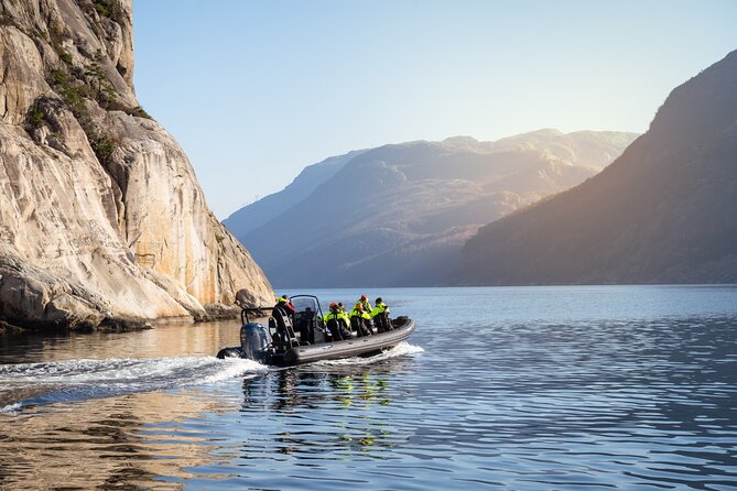 Rib adventure in the Lysefjord with boat house visit - Wildlife, cliffs, and changing weather