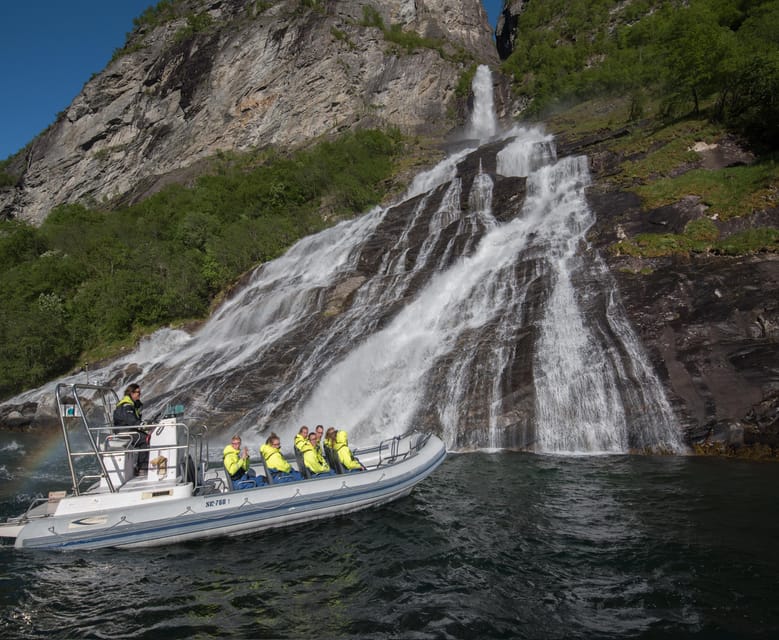 RIB Geiranger - Fjordsafari - Looking up at Skagefla from sea level