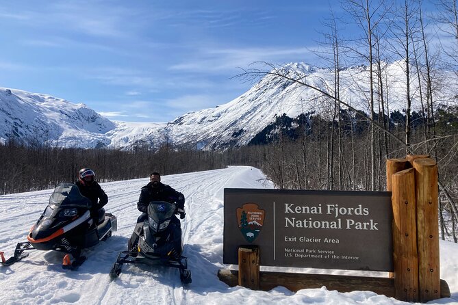 Snowmobile and Snowshoe Dual Adventure in Kenai Fjords NP - Snowmobile travel through the park