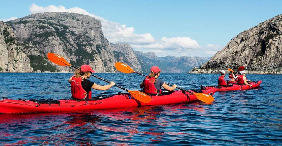 Stavanger: Guided Kayaking in Lysefjord - Entering Lysefjord by kayak